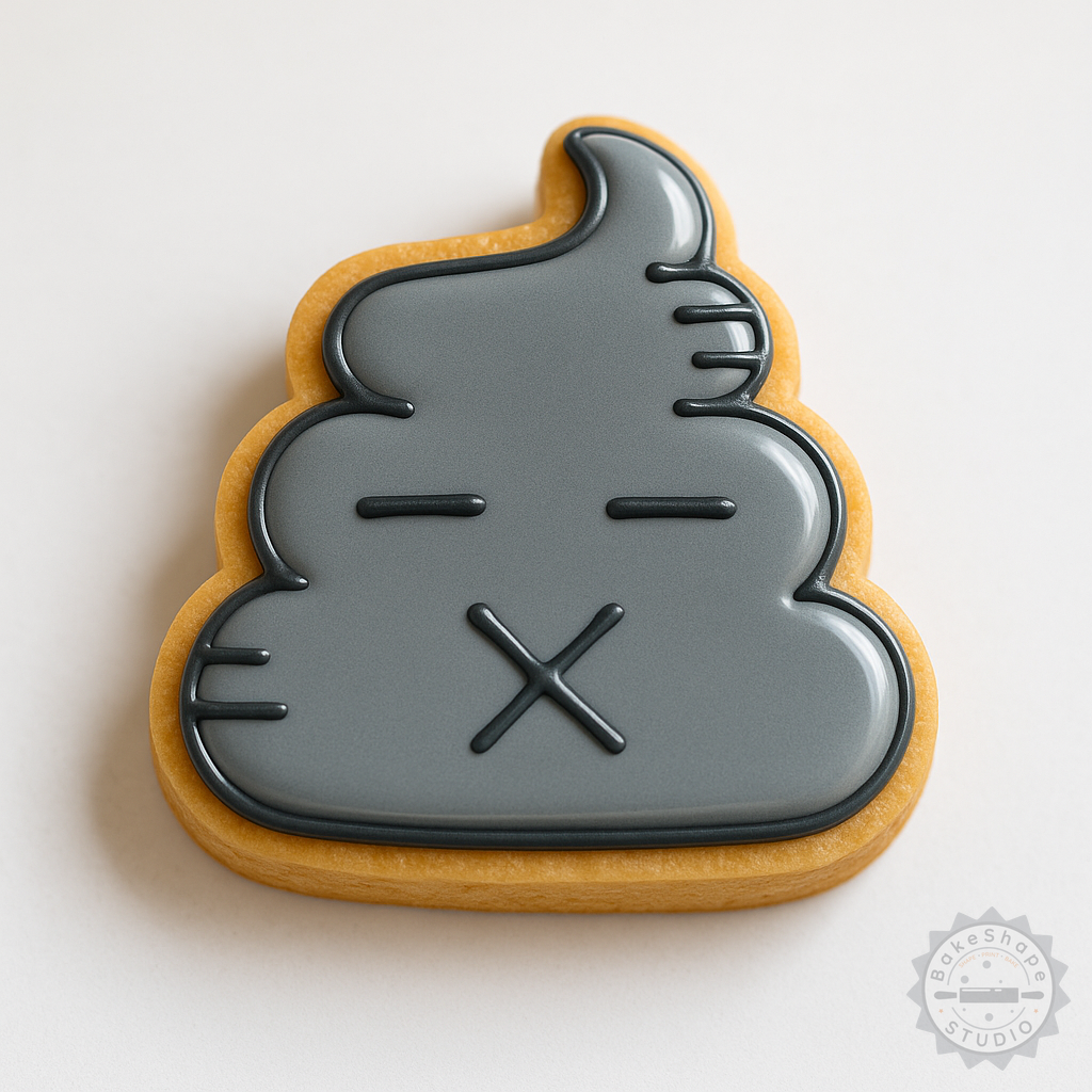 Decorated example 1 of Emoji Poop Shape Cutter and Stamp Set, Cookie and Fondant Tool, 6-Piece with 3 Sizes