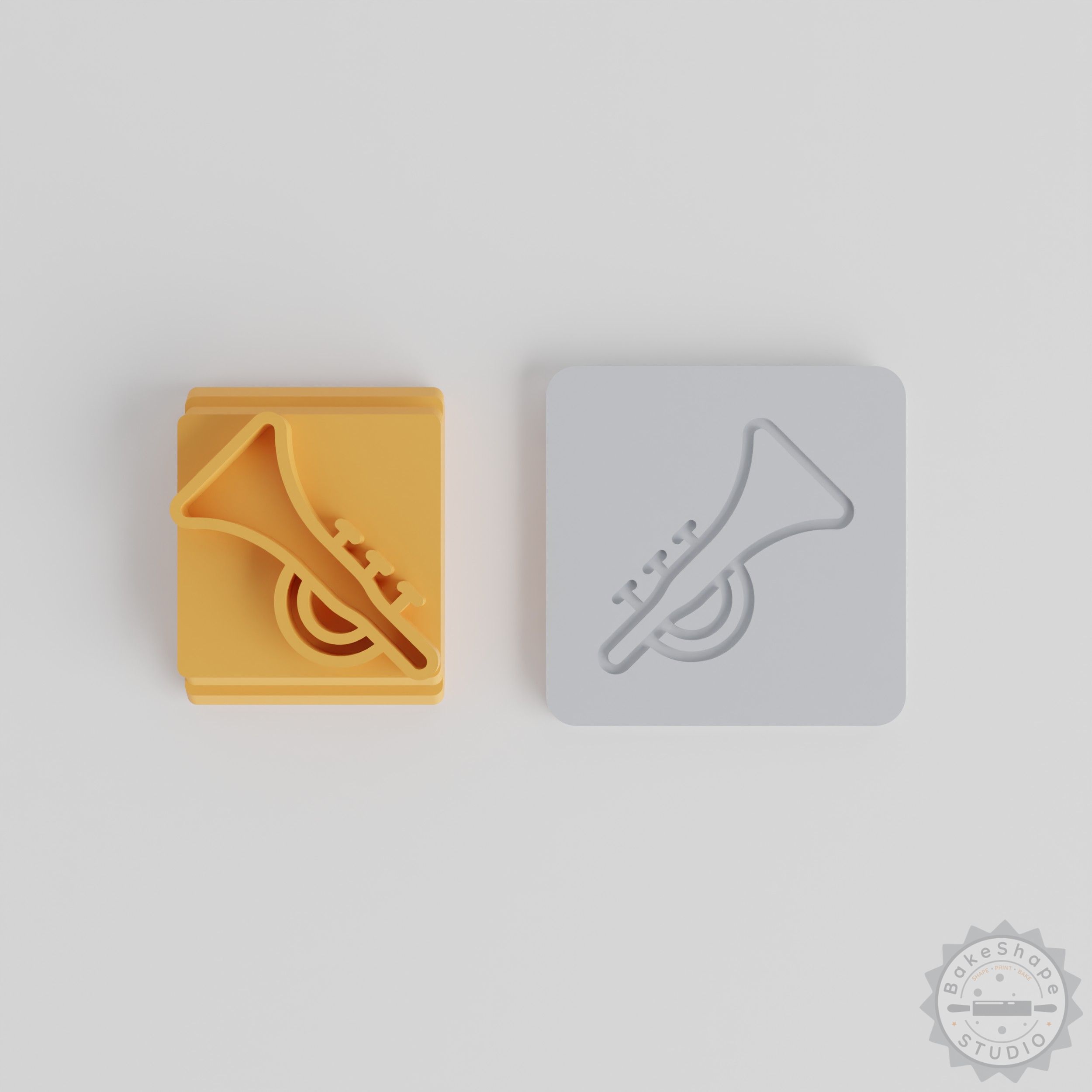 Tuba Stamp Tile Set, 5 Sizes for Clay, Cookies, Fondant, Music Horn Motifs
