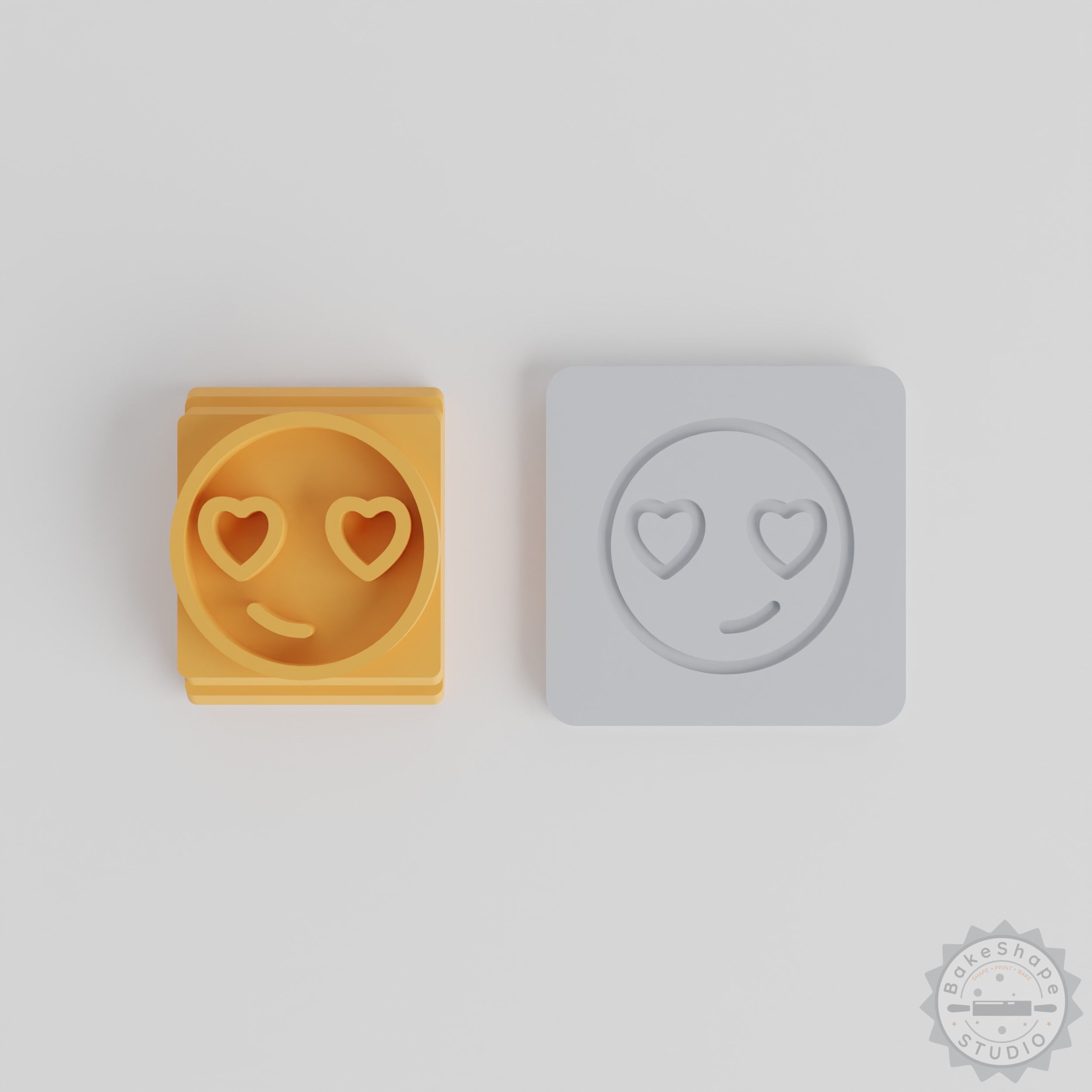 Heart-Eyes Stamp Tile Set for Clay and Fondant, 5 Sizes, Emoji Love Design