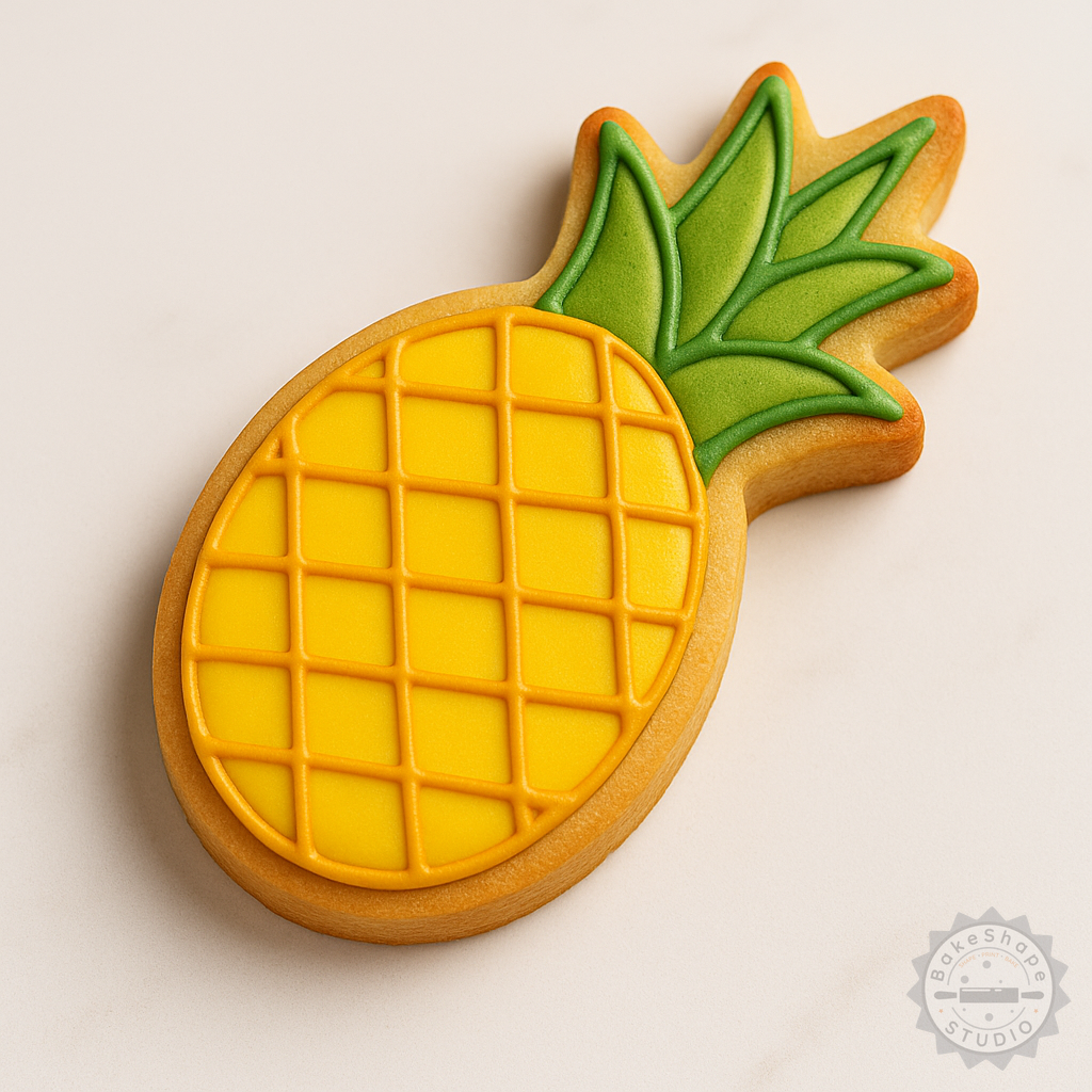 Decorated example 1 of Garden Fresh Pineapple Shape Cutter & Stamp Set, Perfect for Cookies & Fondant, 6 Pieces