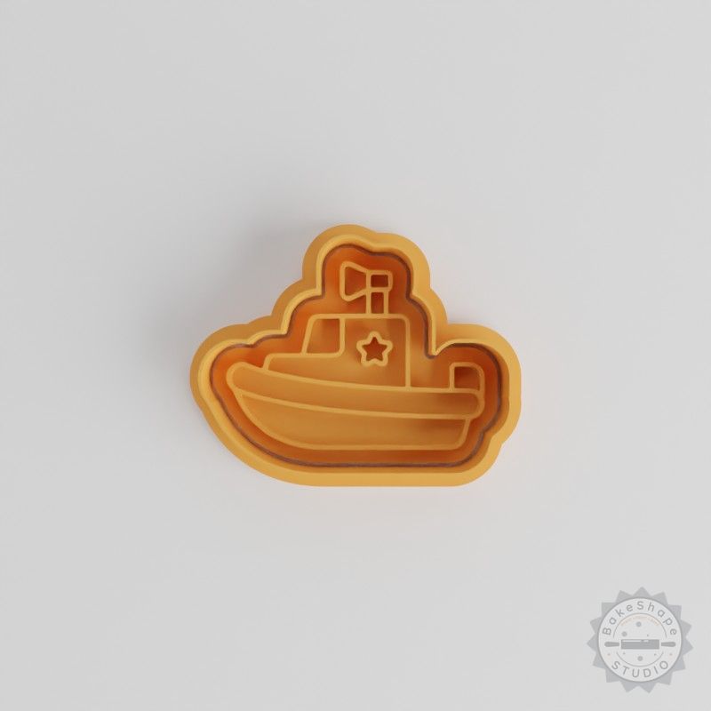 Police Boat Cookie Cutter Set, 6 Piece with Stamp, Perfect for Cookies, Fondant, Patrol Boat Design
