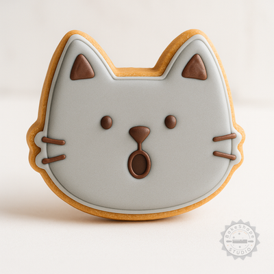 Decorated example 1 of WOW Shape Cutter & Stamp Set, 6 Piece, Cookie and Fondant Craft Kit, Surprise Face Design, S/M/L Sizes