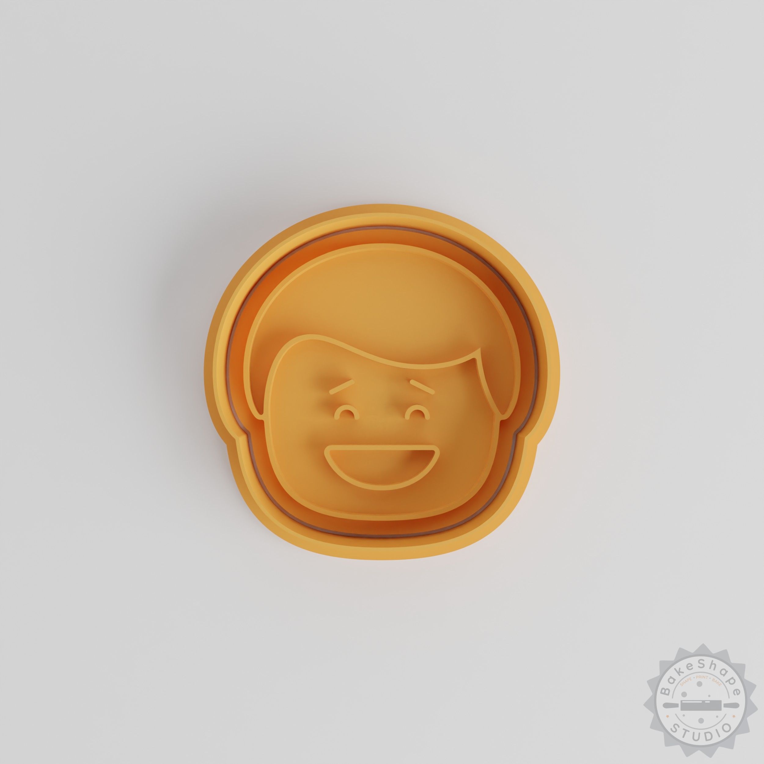 Happy Man Cookie Cutter & Stamp Set, Emoji Face Design, 6-Piece Fondant Shape Cutter Collection