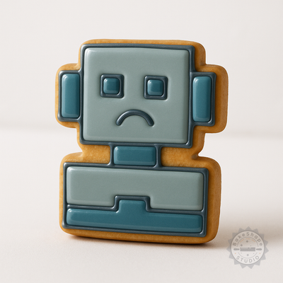 Decorated example 1 of Robot Cookie Shape Cutter & Stamp Set, 6 Piece, Perfect for Cookies & Fondant
