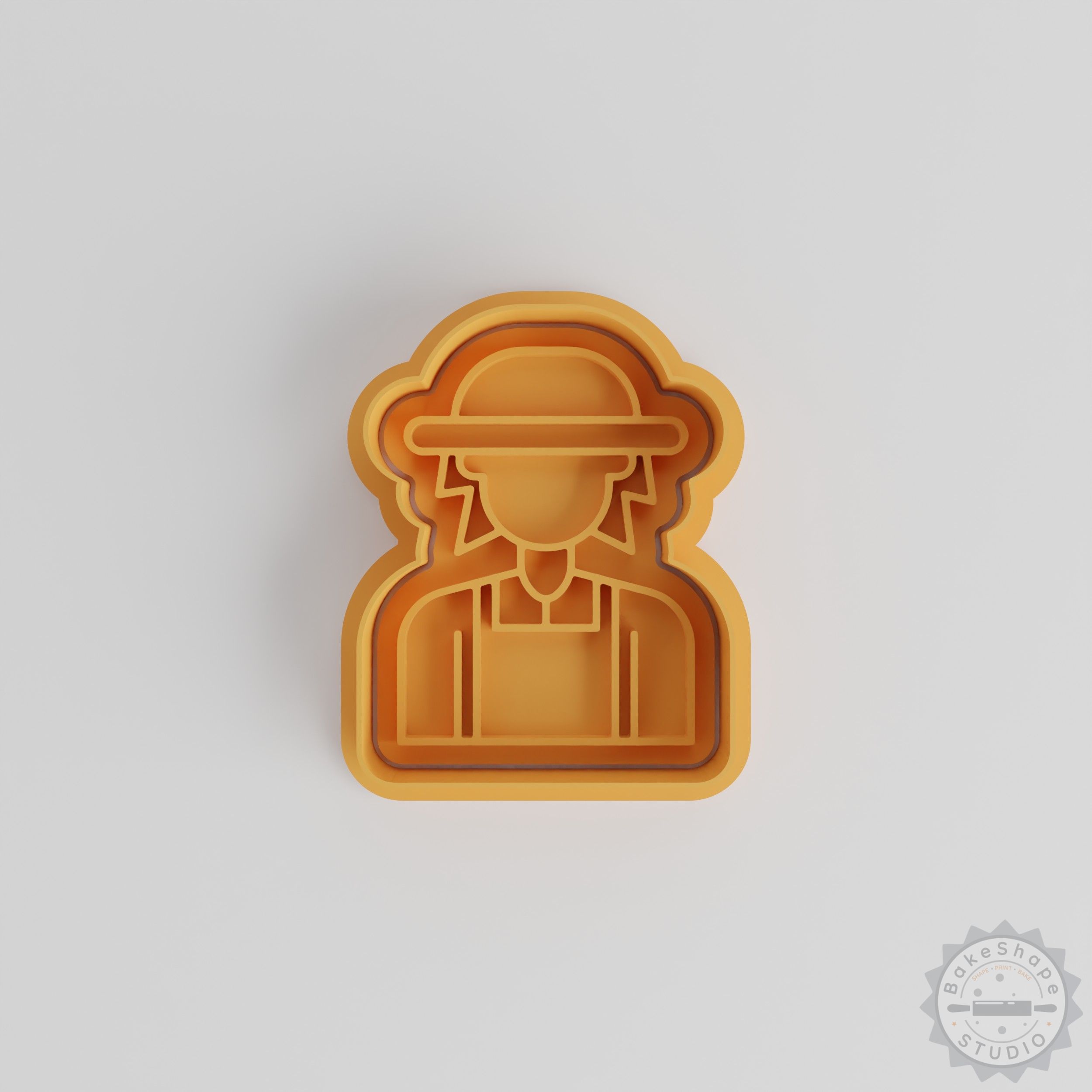 Farmer Shape Cutter & Stamp Set, 6-Piece Cookie & Fondant Molds, Character Avatar Design, S/M/L Sizes