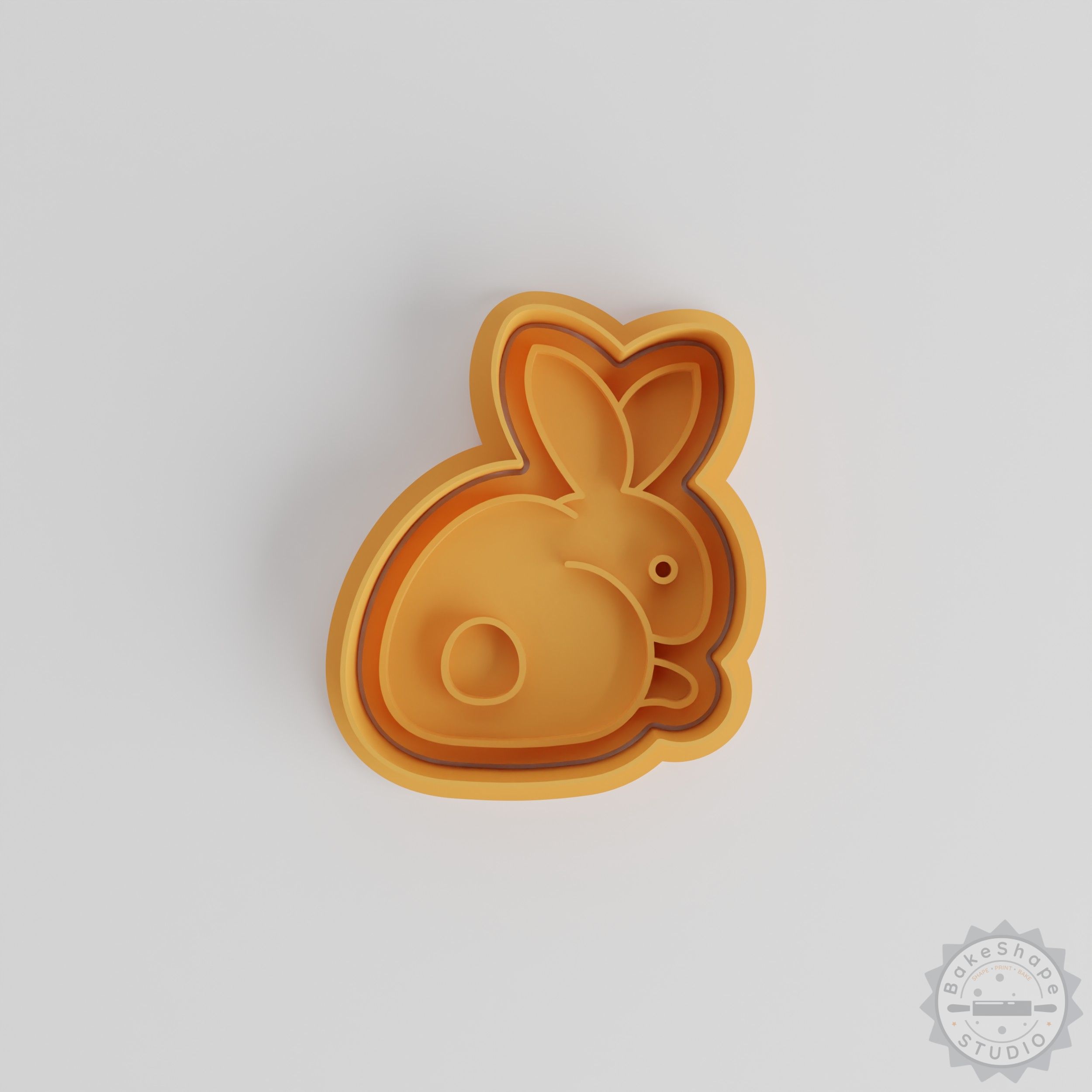 Rabbit cookie cutter and stamp set digital STL files for 3D printing in small, medium, and large sizes