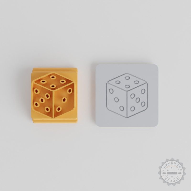 Stamp Tile Dice Set for Clay, Cookies, Fondant – 5-Piece Gaming Die Collection with Motifs 20-40mm