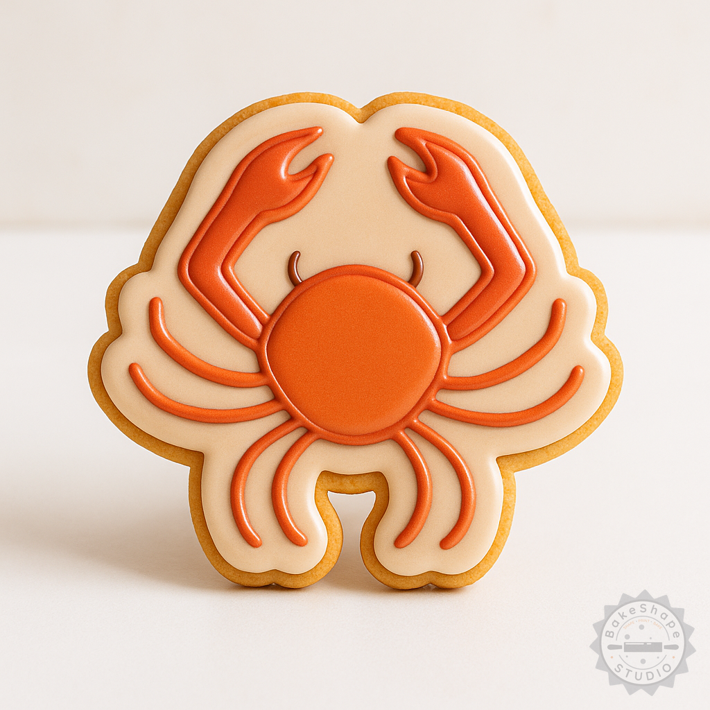 Decorated example 1 of Cancer Zodiac Cookie Cutter Set, Astrology Crab Shape Set, Bake 3 Sizes, 6-Piece Horoscope Fondant Stamps