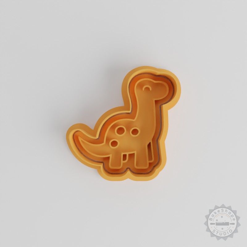 Dinosaur Cookie Cutter & Stamp Set, 6 Piece Pack, Brontosaurus Design, 3 Sizes