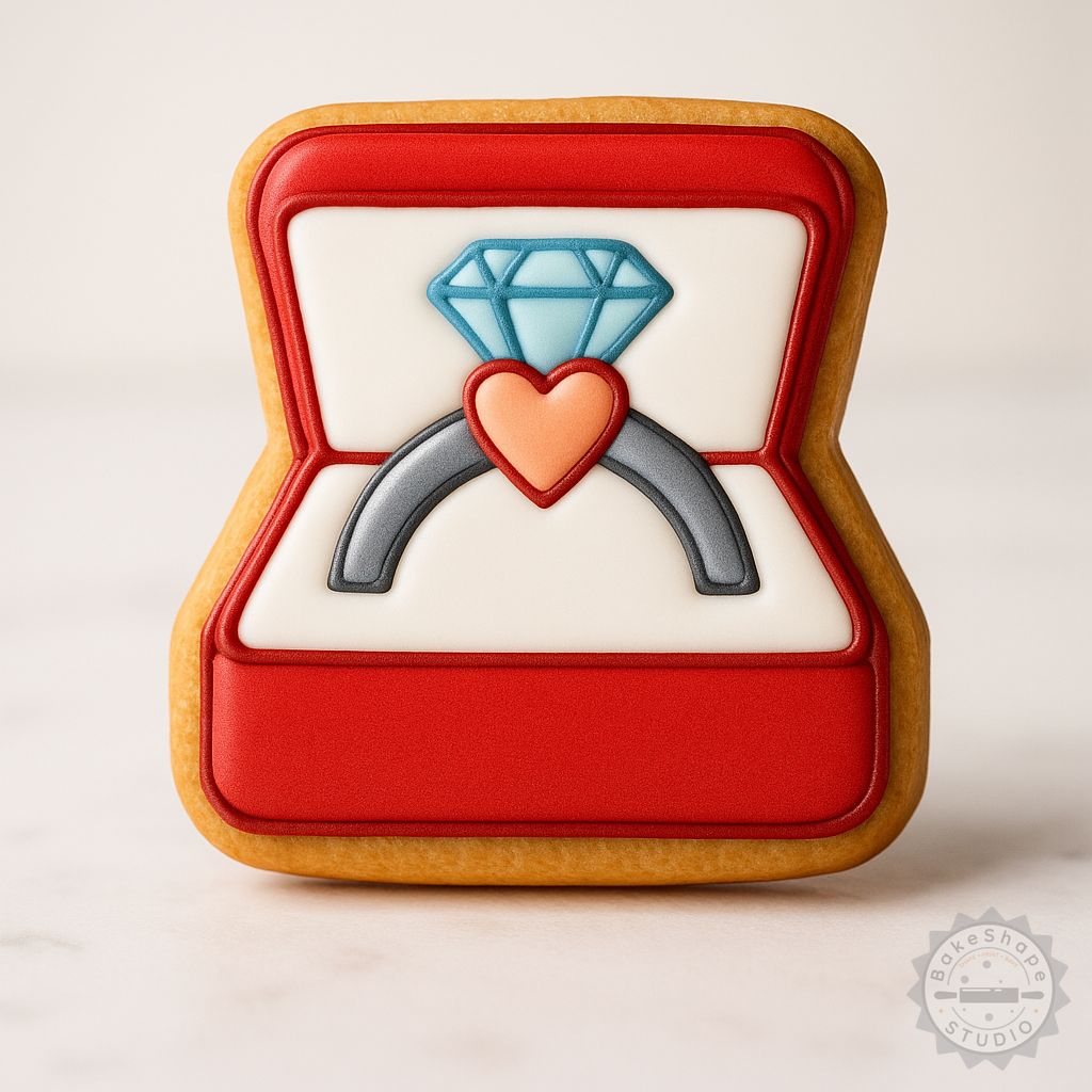 Diamond ring cookie cutter and stamp set STL files in small, medium, and large sizes for 3D printing