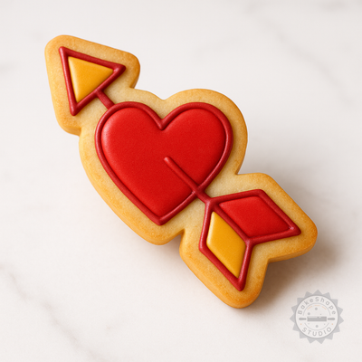 Decorated example 1 of Heart Arrow Shape Cutter and Stamp, Cookie Fondant Tool Set, S/M/L, 6 Pieces
