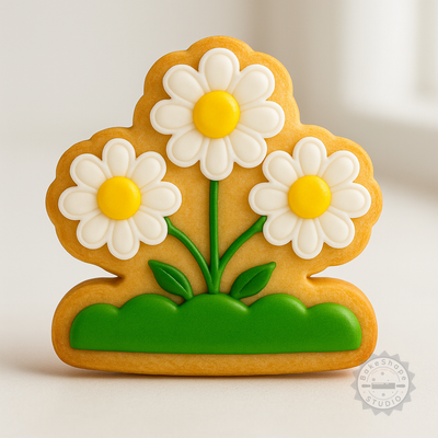 Decorated example 1 of Daisy Shape Cutter Stamp Set, Perfect for Cookies & Fondant, 6-Piece Floral Mold Collection