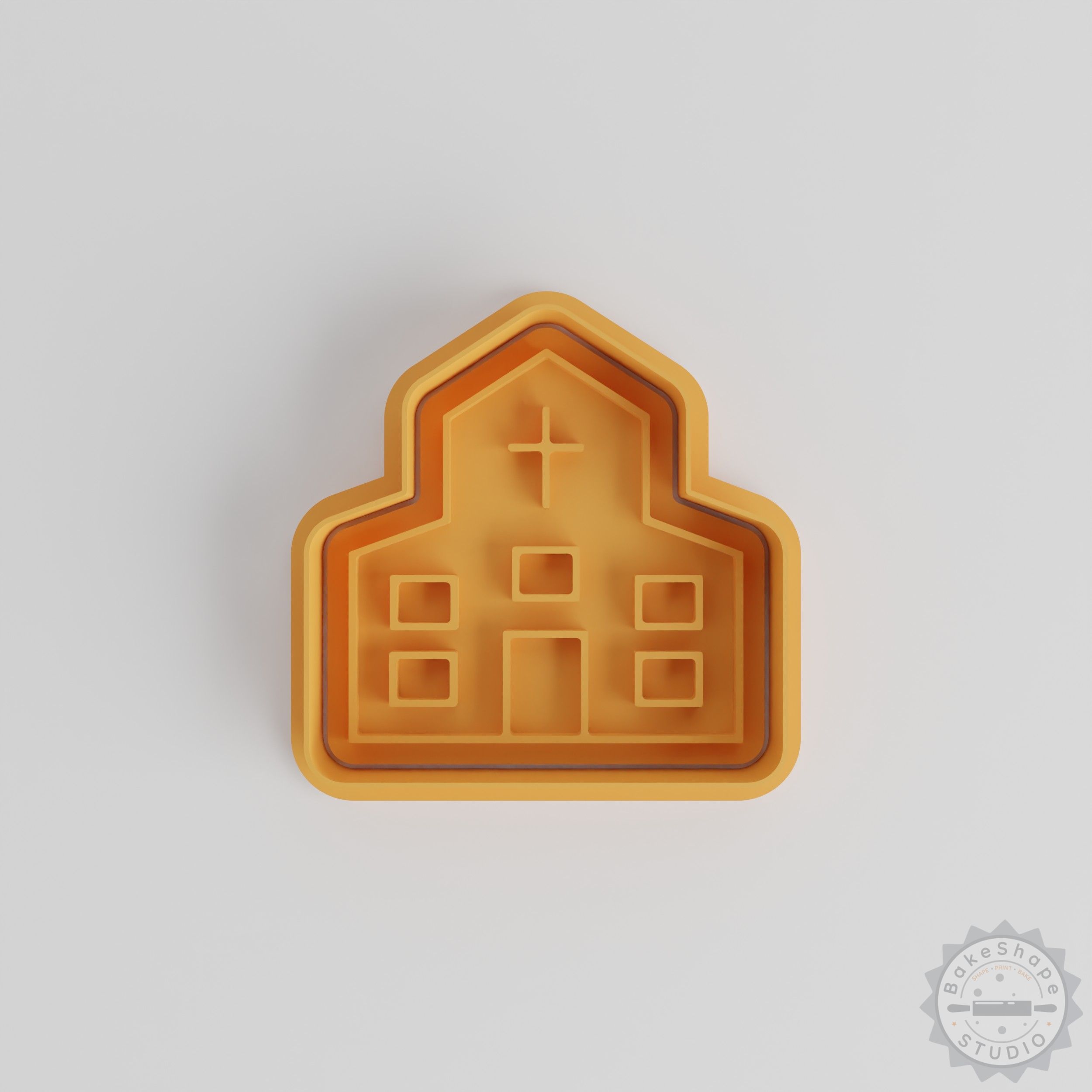 Church Shape Cookie Cutter Set, Fondant Stamp, S/M/L Size, 6-Piece Religious Building Design
