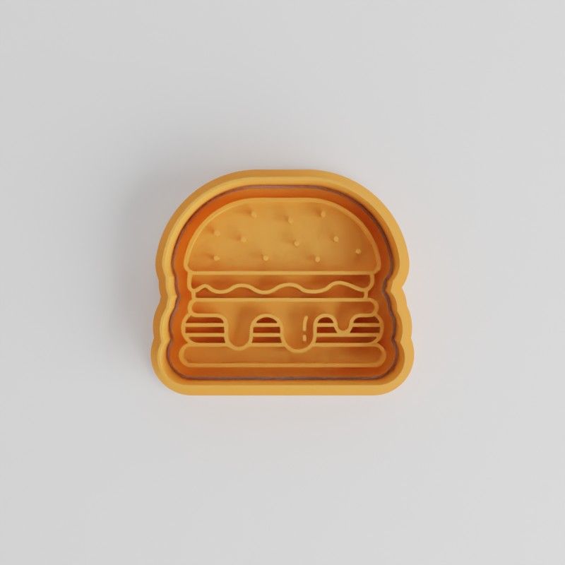 Burger Shape Cutter & Stamp Set, Perfect for Cookies & Fondant, Includes 6 Pieces, Sizes S/M/L