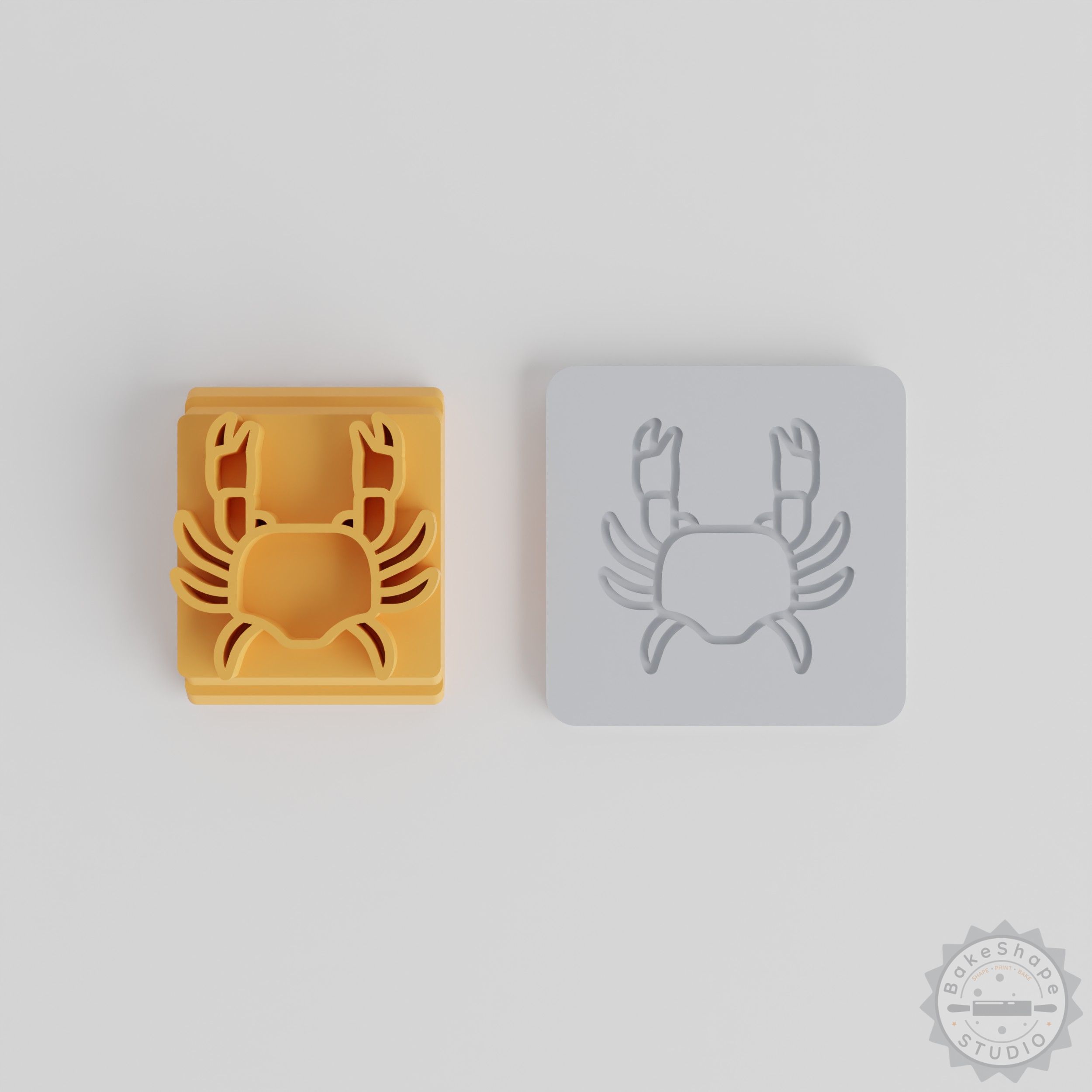 Crab Stamp Tile Set, 5 Motif Sizes for Clay, Cookies, Fondant, Crustacean Shell Design