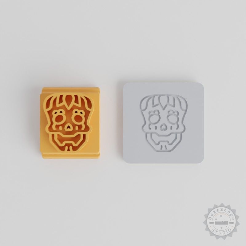 Skull Emblem Stamp Tile Set, 5 Pieces, Versatile for Clay, Cookies, Fondant, Day of the Dead Design