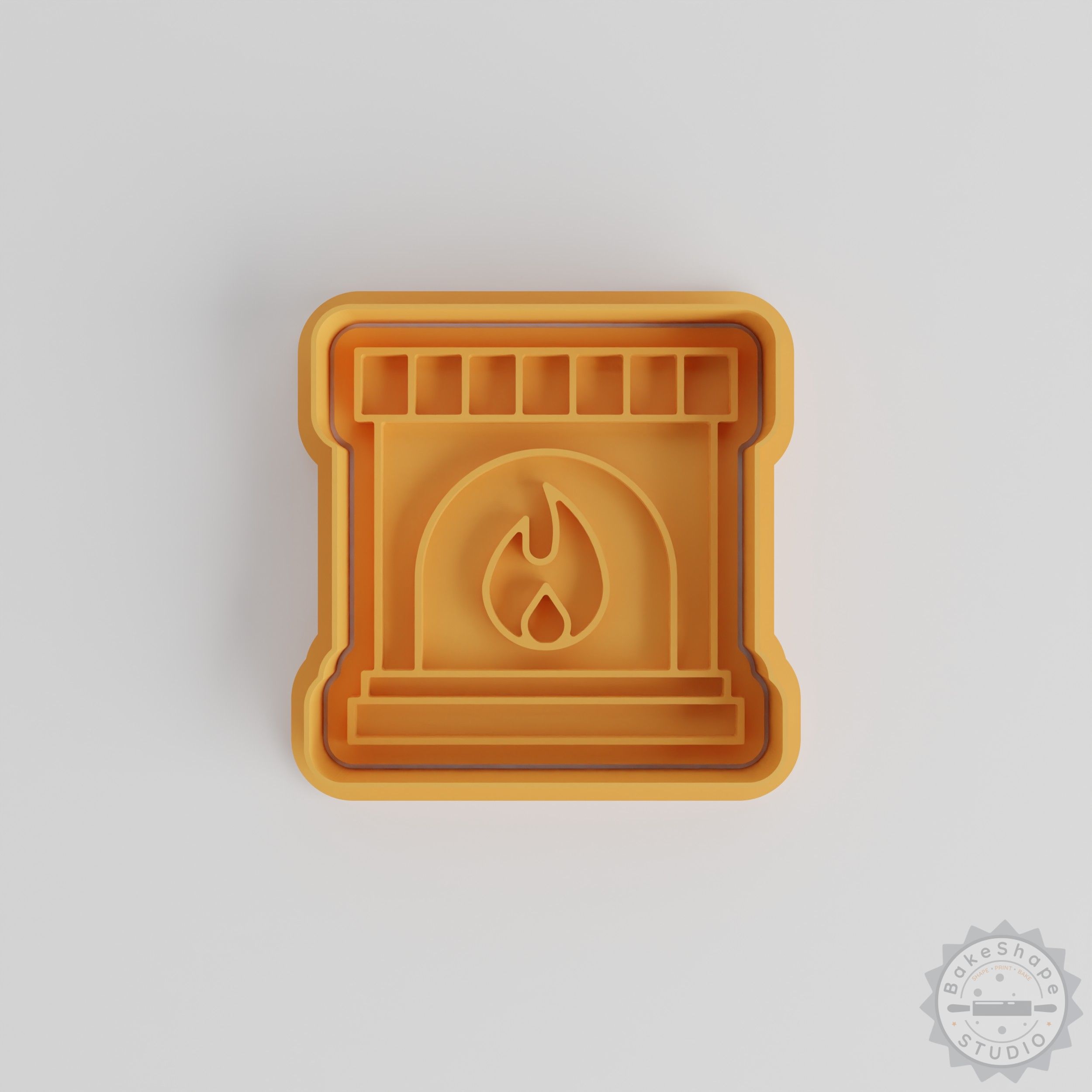 Fireplace Shape Cutter and Stamp Set, Winter-Themed Cookie and Fondant Tool, Cozy Hearth Design, 6-Piece Bundle