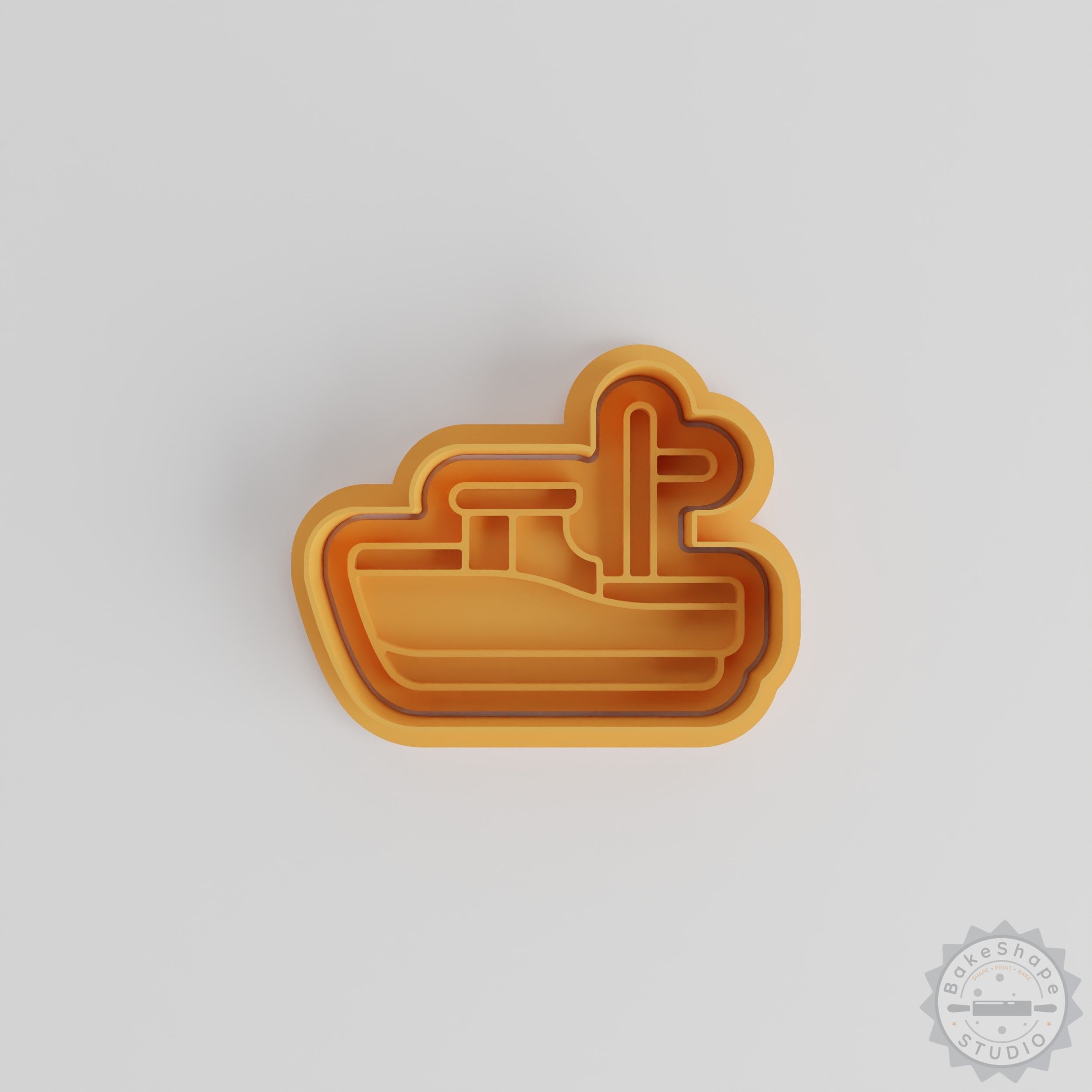 Fishing Boat Cookie Cutter and Stamp Set, Nautical Shape Baking Tools, S/M/L Sizes