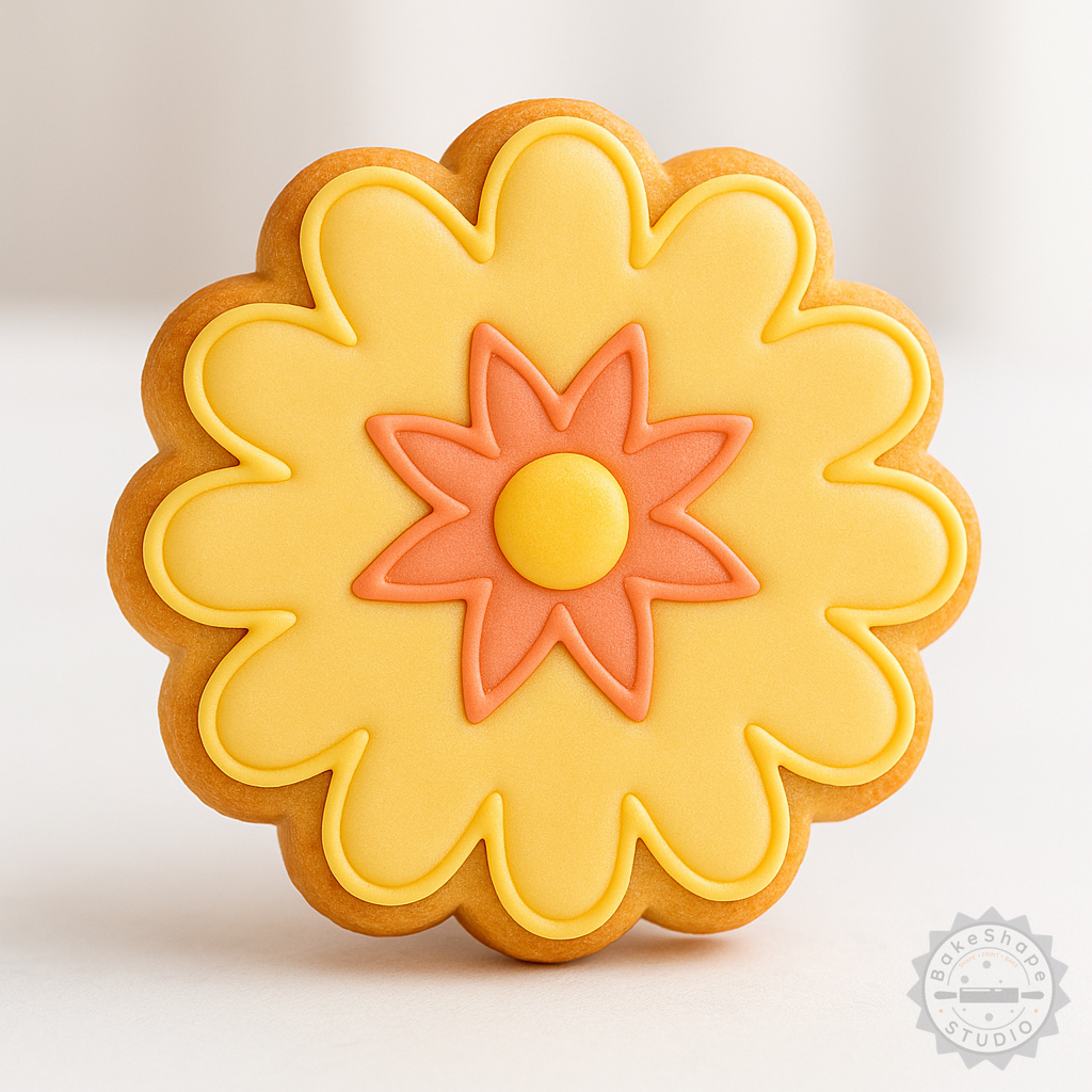 Decorated example 1 of Daisy Flower Shape Cutter and Stamp Set, Perfect for Cookies and Fondant, 6-Piece, S/M/L Sizes