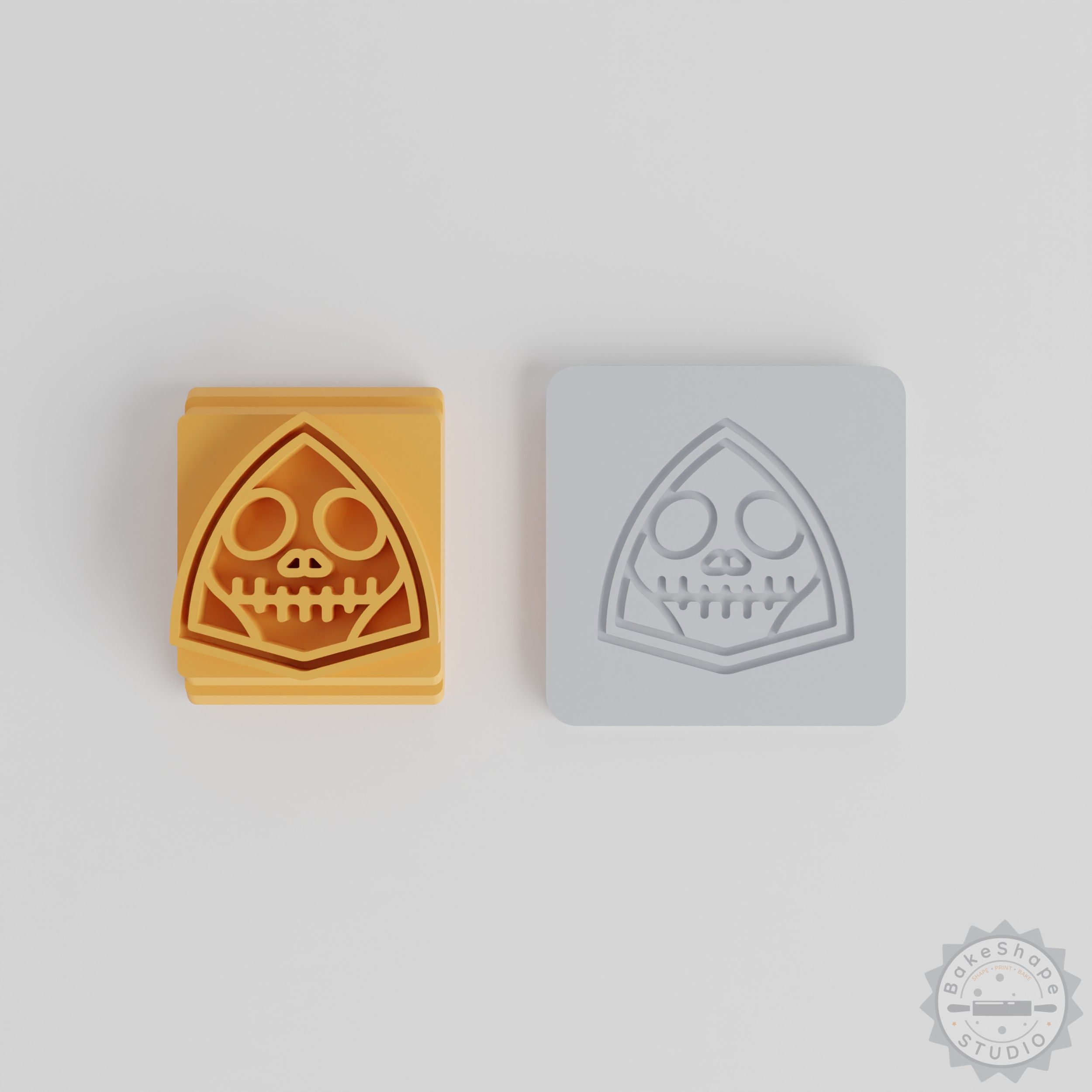 Skull Stamp Tile Set for Clay, Cookies & Fondant, 5 Size Options - Halloween, Spooky, Gothic Design
