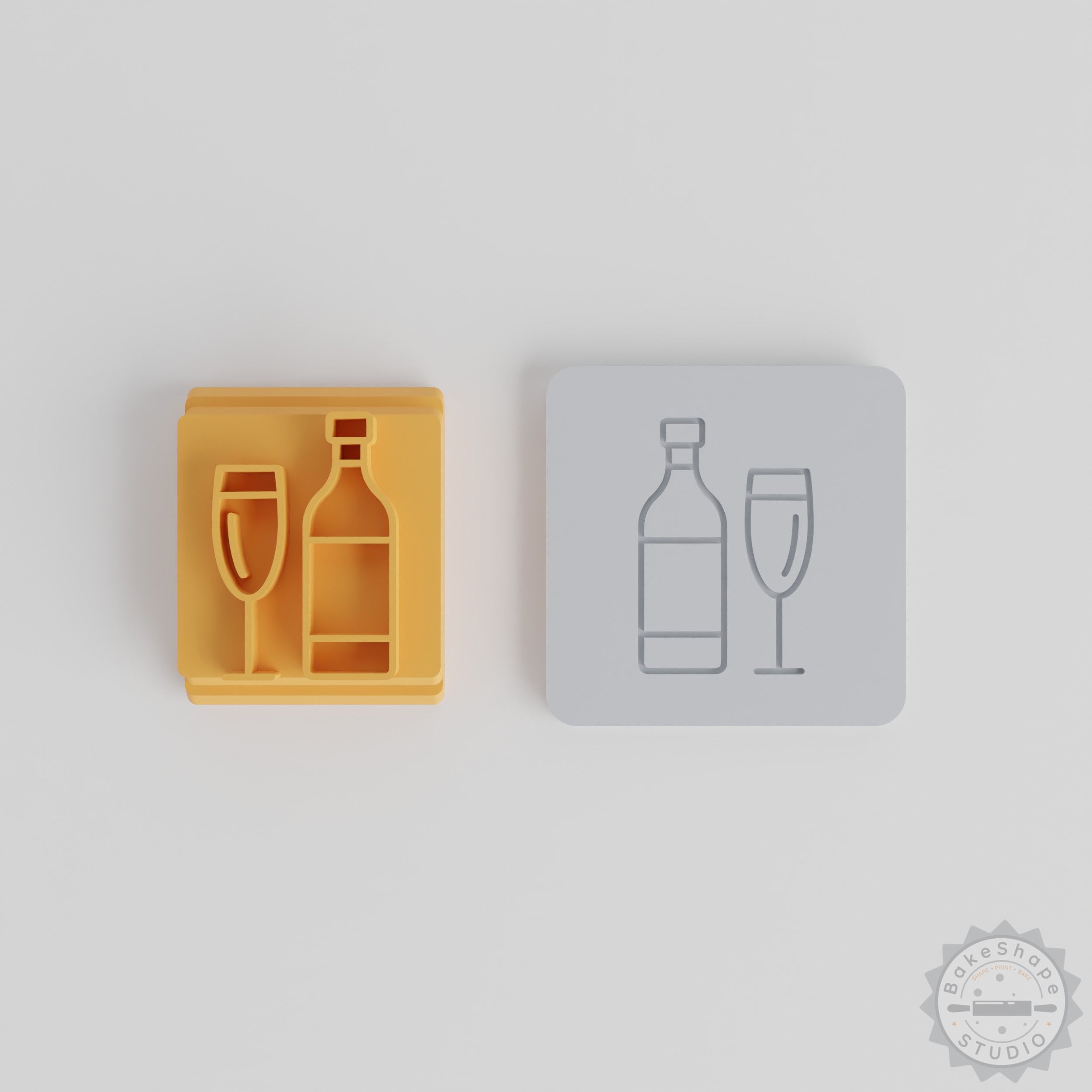 Champagne Motif Stamp Tile Set, 5 Sizes, Perfect for Clay, Cookies, Fondant, Soft Materials