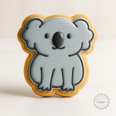 Decorated example 1 of Koala Cookie and Fondant Shape Cutter and Stamp Set, Sizes S/M/L, 6-Piece Animal Design