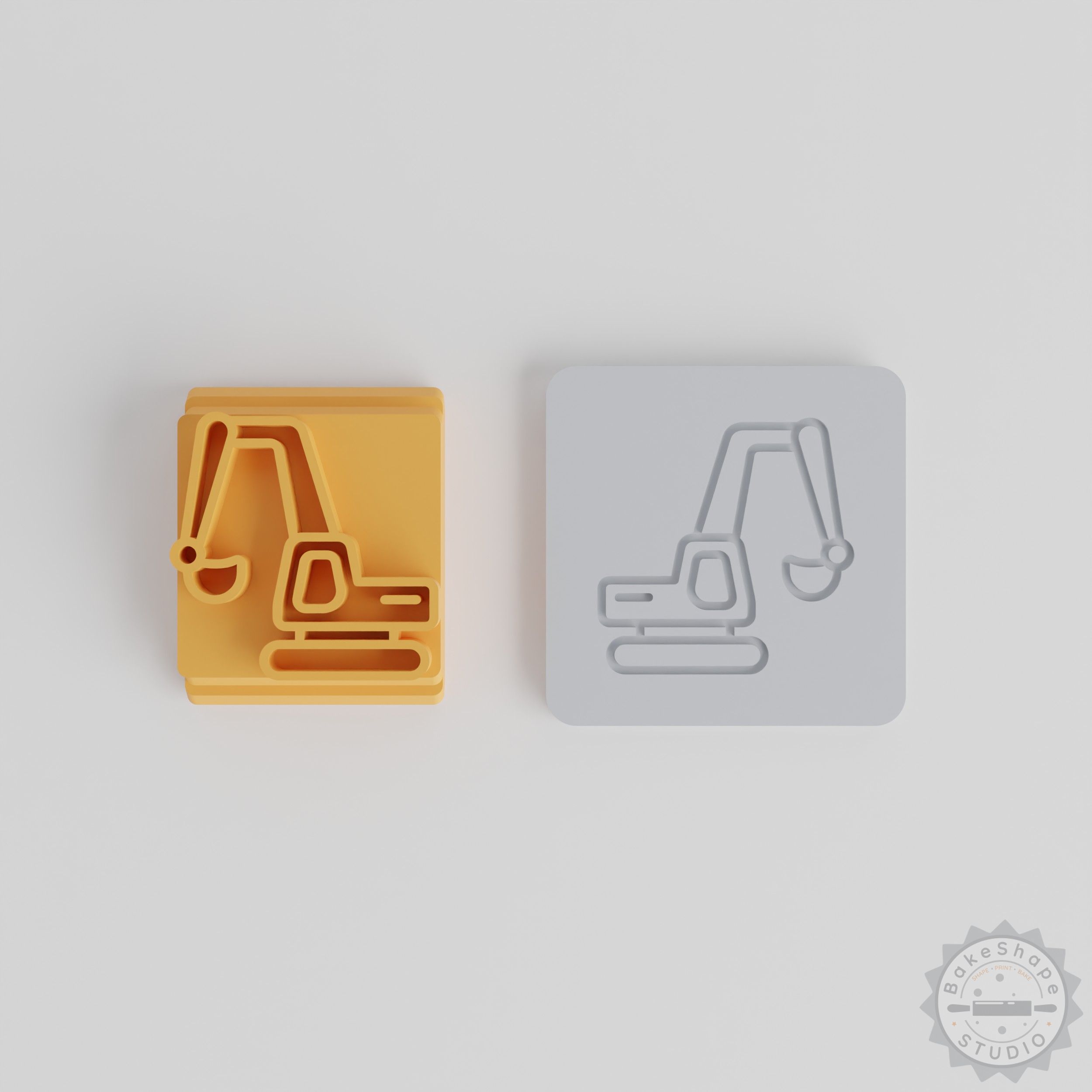 Construction Excavator Stamp Tile Set, 5 Piece Motif Sizes for Clay Cookies Fondant