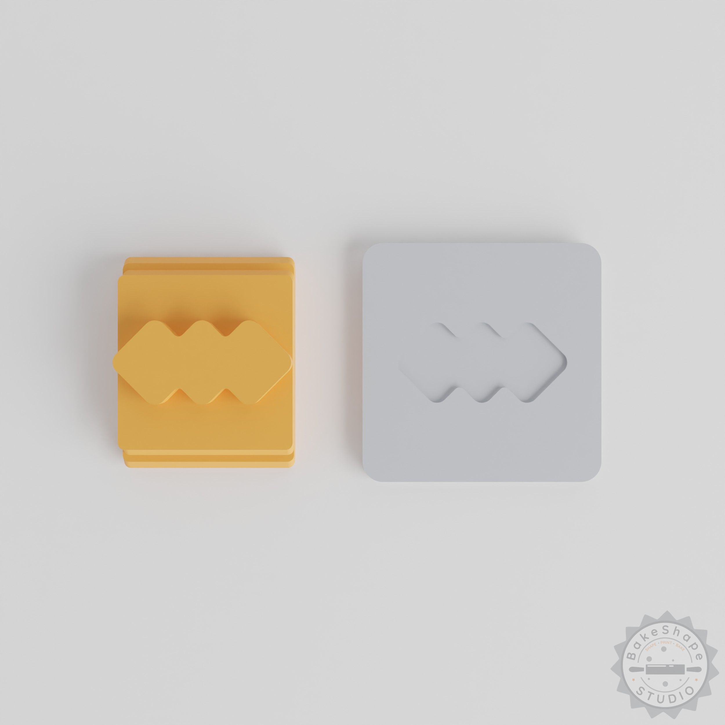 Abstract Wave Stamp Tile Set, Geometric Curly Line Designs for Clay, Cookies, Fondant, 5 Sizes