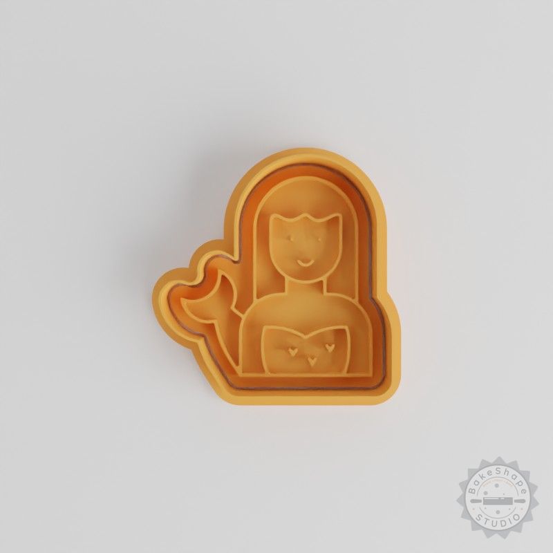 Mermaid Cookie, Fondant Shape Cutter, Stamp Set, S/M/L Sizes - 6 Piece Fairy-tale, Fantasy Design