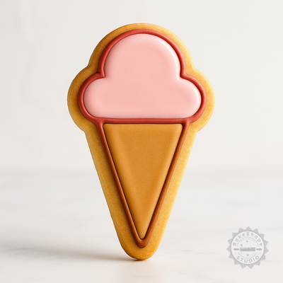 Decorated example 1 of Ice Cream Cone Cookie Cutter Set, 6 Pieces, 3 Sizes, Perfect for Cookies & Fondant