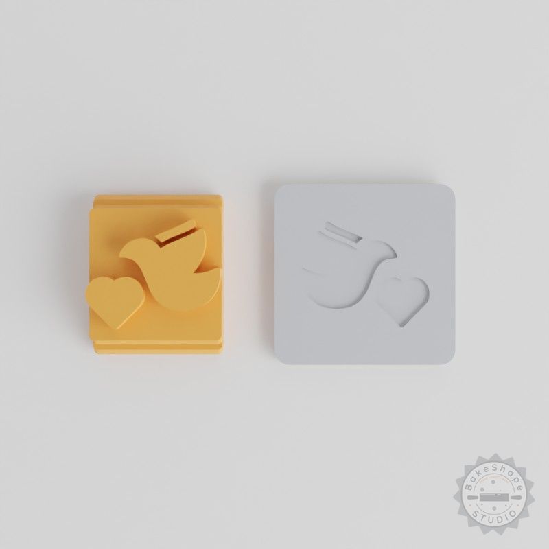 Dove Stamp Tile Set, 5 Sizes, Perfect for Clay, Cookies, Fondant, Wedding and Crafting Designs