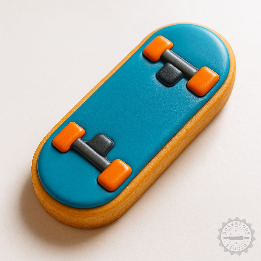 Skateboard cookie cutter and stamp STL set for 3D printing in small, medium, and large sizes