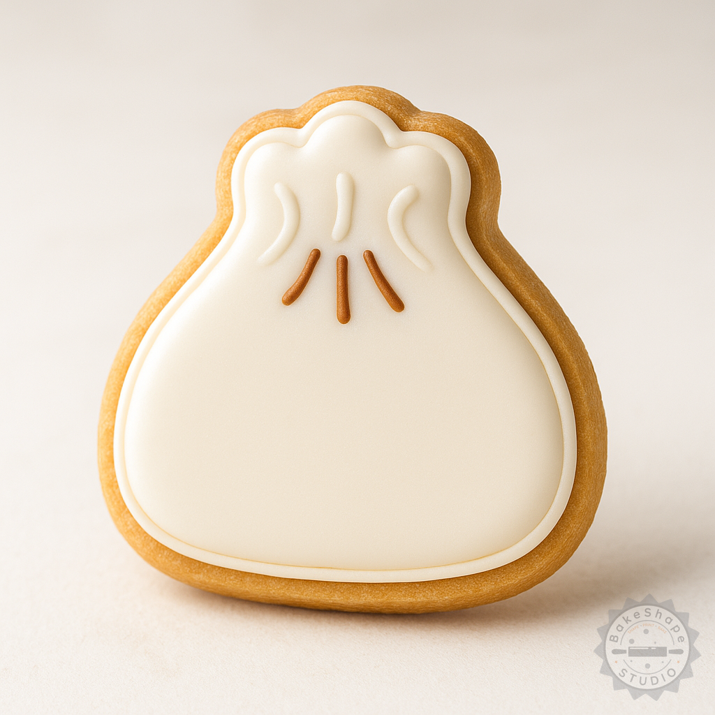 Decorated example 1 of Dumpling Shape Cutter Stamp Set, Perfect for Cookies, Fondant, 3 Sizes (S/M/L), 6 Pieces