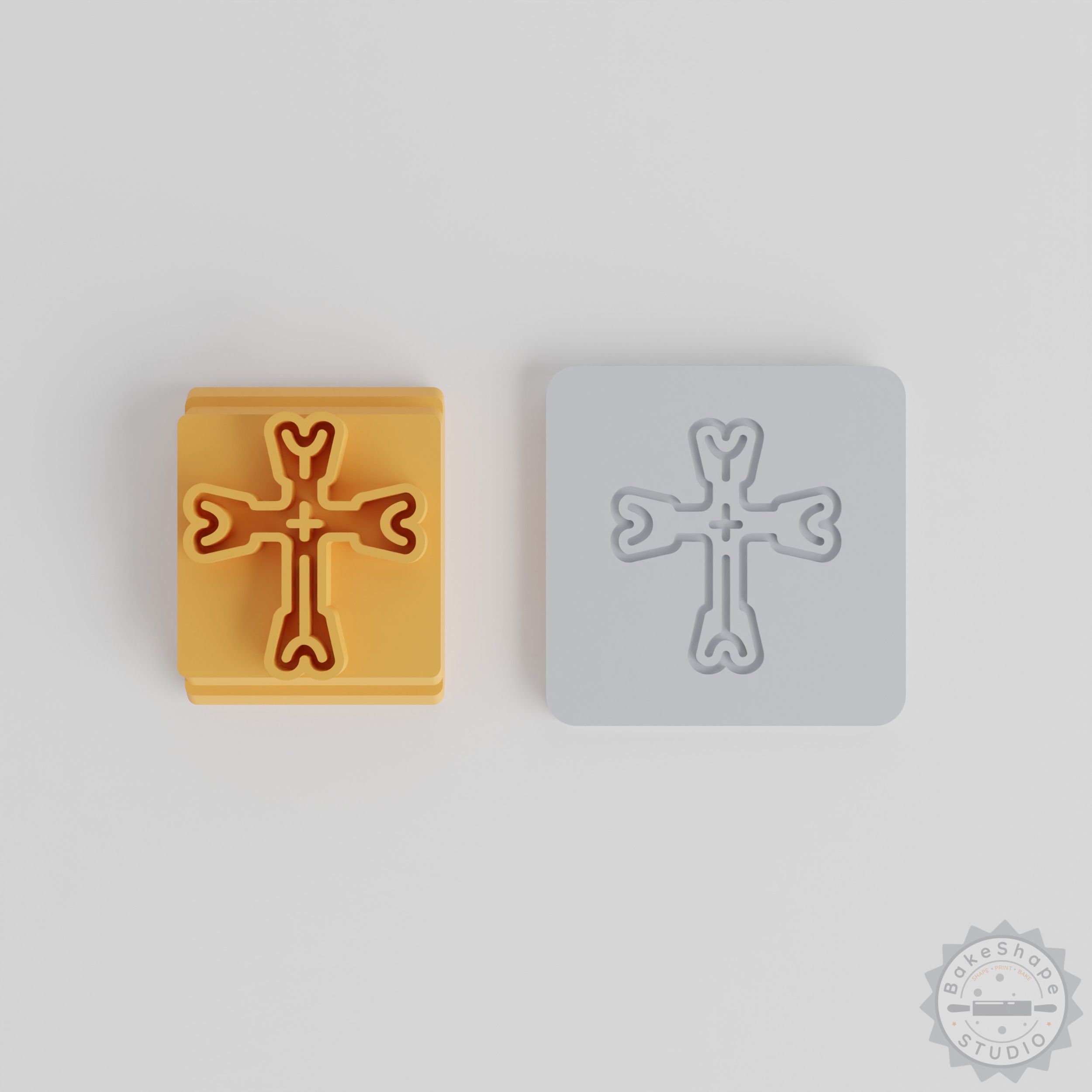 Cross Stamp Tile Set, Gothic Skull Crosses for Clay, Cookies, Fondant, 5 Motif Sizes