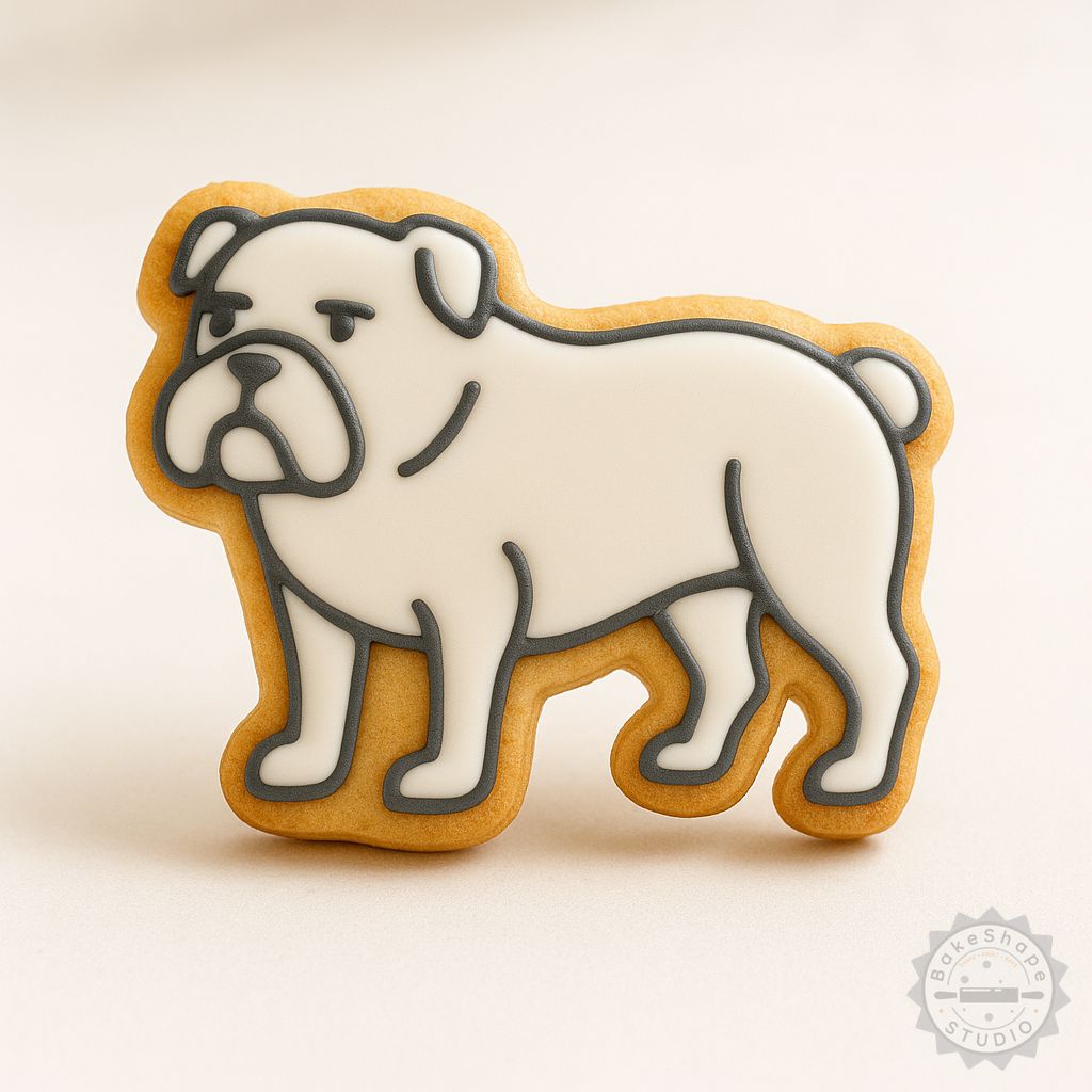 Bulldog cookie cutter and stamp set STL for 3D printing in small, medium, and large sizes