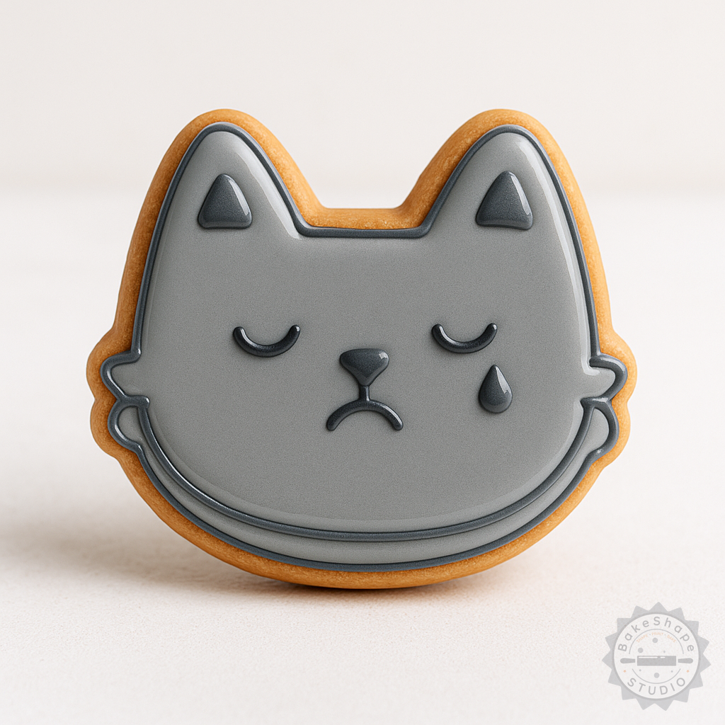 Decorated example 1 of Cry Shape Cutter and Stamp Set, 6-Piece Tear Drop Cookie and Fondant Set, S/M/L Sizes