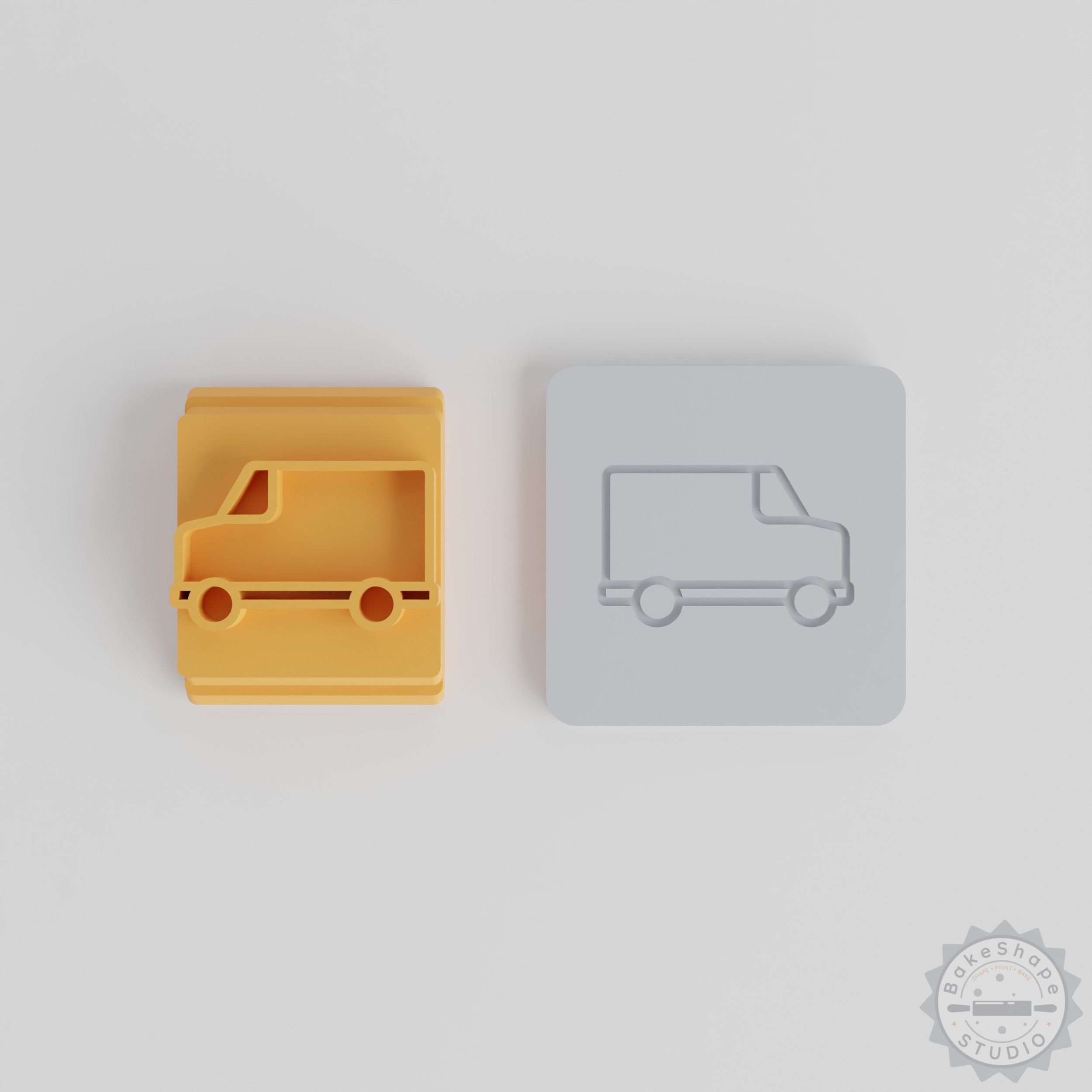 Van Stamp Tile Set, 5 Motif Sizes for Clay, Cookie & Fondant, Transportation Design