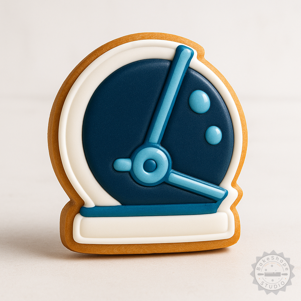 Decorated example 1 of Astronaut Helmet Cookie Cutters Set, 6-Piece Space Gear Shape Cutter and Stamp, Perfect for Cookies and Fondant
