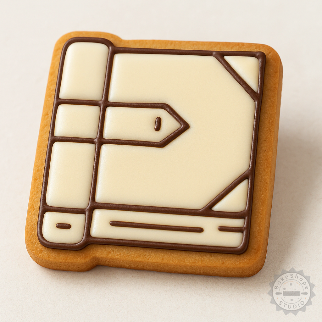 Decorated example 1 of Book-Shaped Cookie Cutter and Stamp Set, 6-Piece, Perfect for Cookies and Fondant, Sizes S/M/L