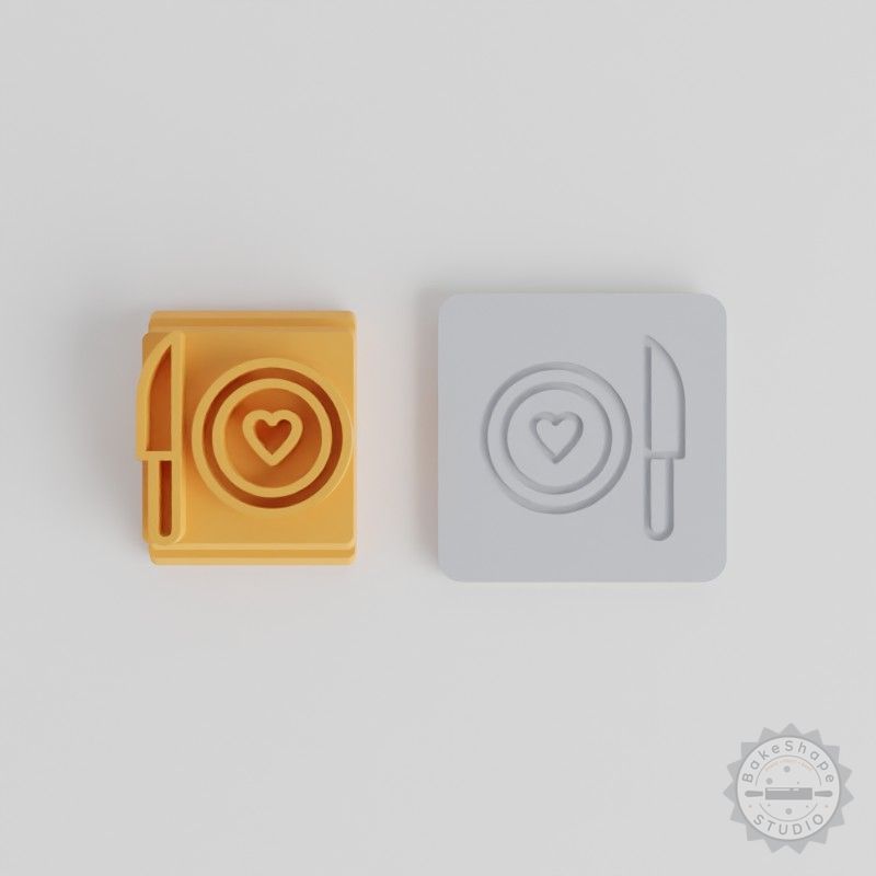Knife and Stamp Tile Set with 5 Motif Sizes for Clay, Cookies, Fondant