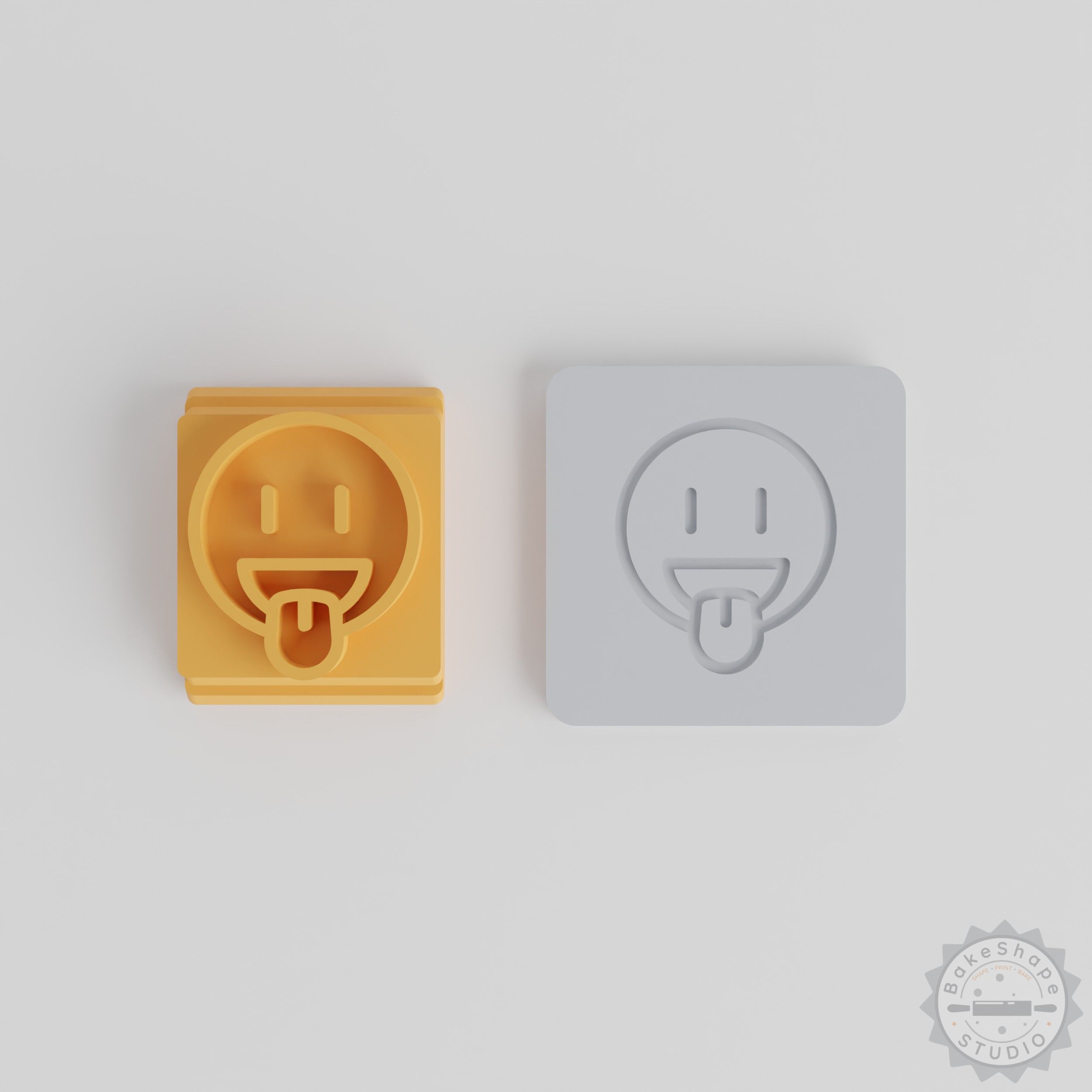 Sticking Out Tongue Stamp Tile Set, Emoji Design, 5 Sizes for Clay, Cookies, Fondant