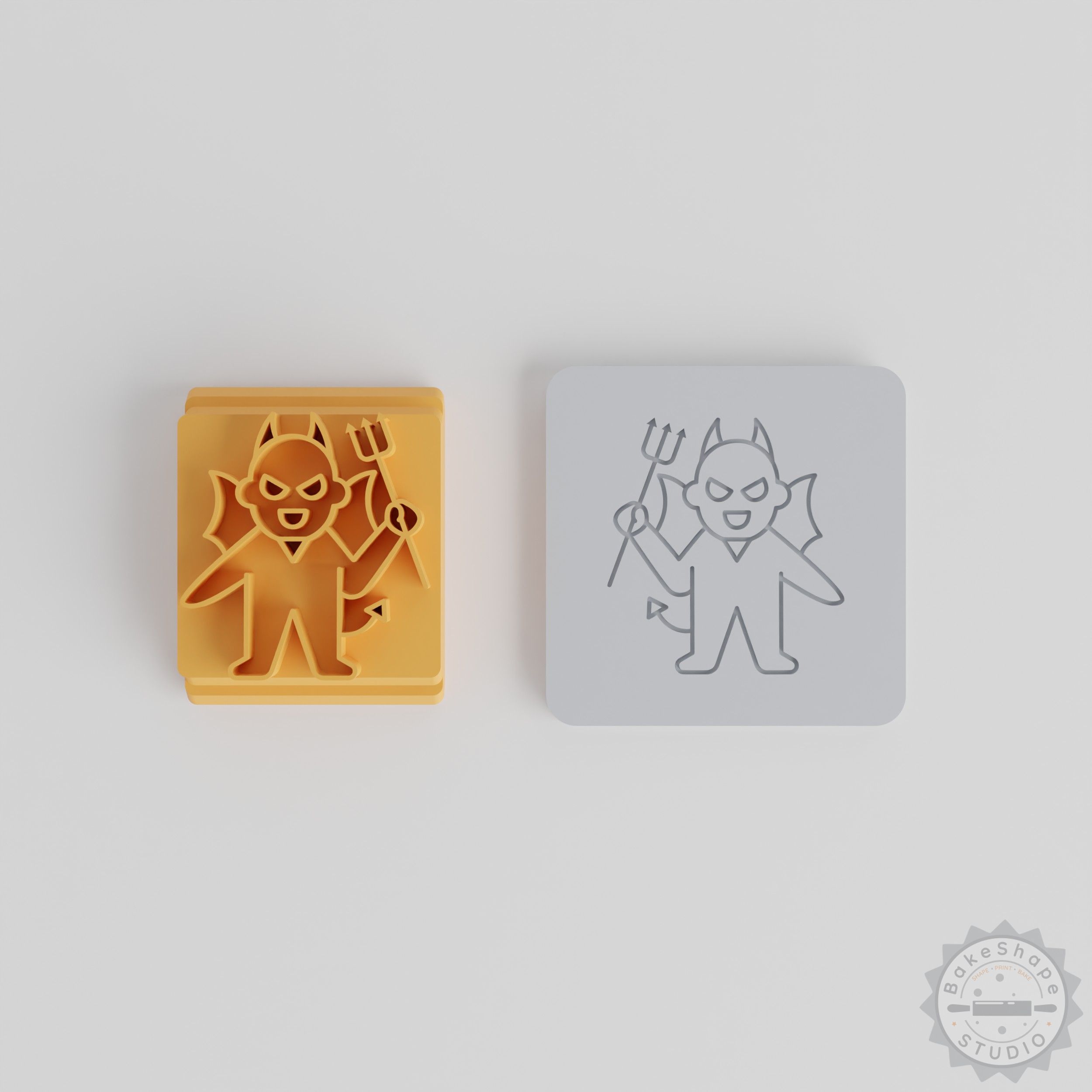Halloween Devil Stamp Set, Fiery Fiend Clay Cookie Fondant Mold Collection, 5 Motif Sizes
