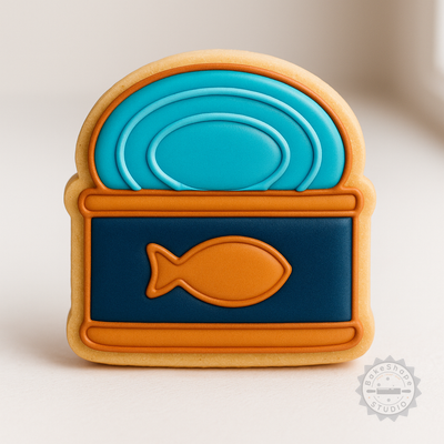 Decorated example 1 of Tuna Tin Cookie & Fondant Cutter Set, 6 Pieces, Perfect for Shape & Stamp Designs