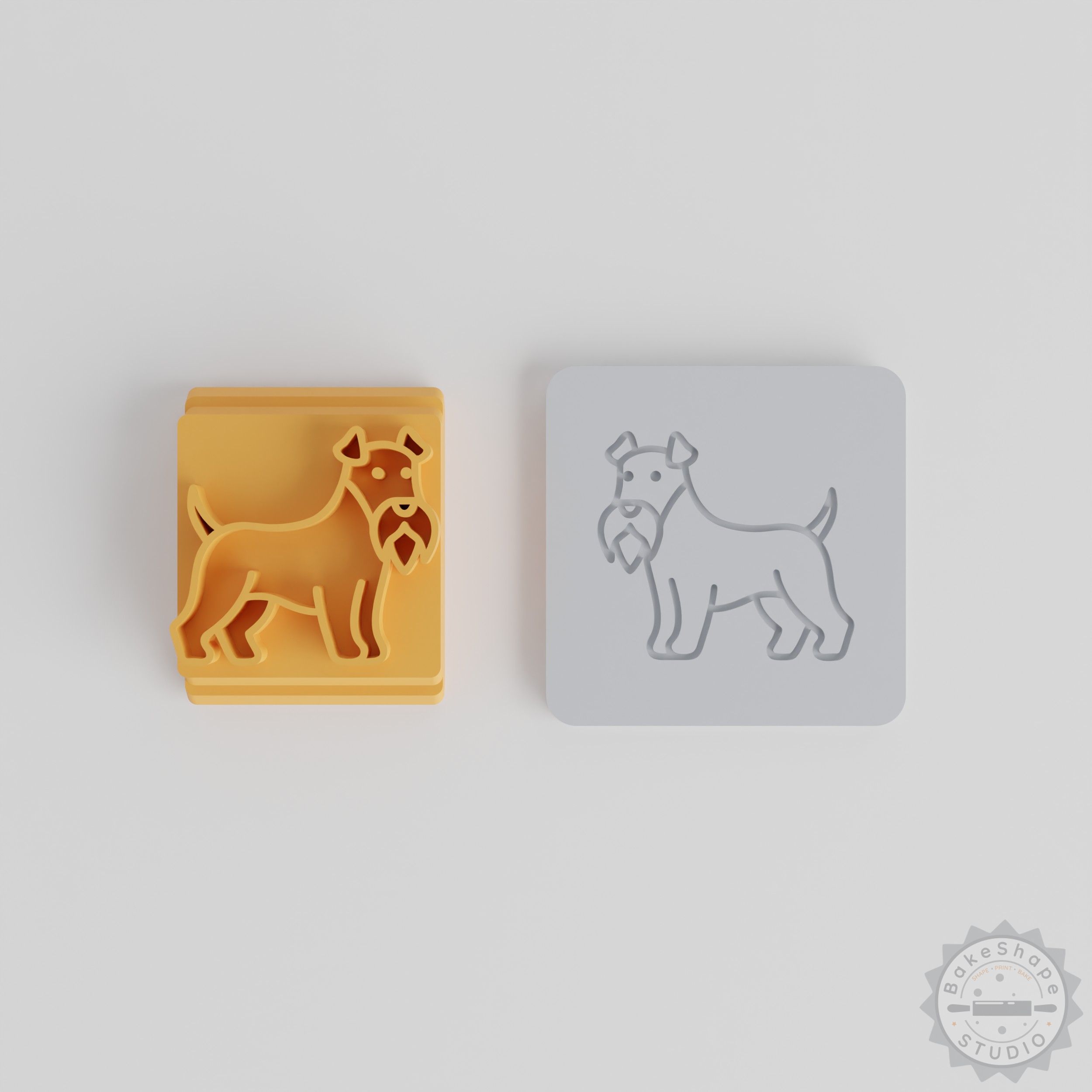 Miniature Schnauzer Stamp Tile Set, 5 Sizes for Clay, Cookies, Fondant
