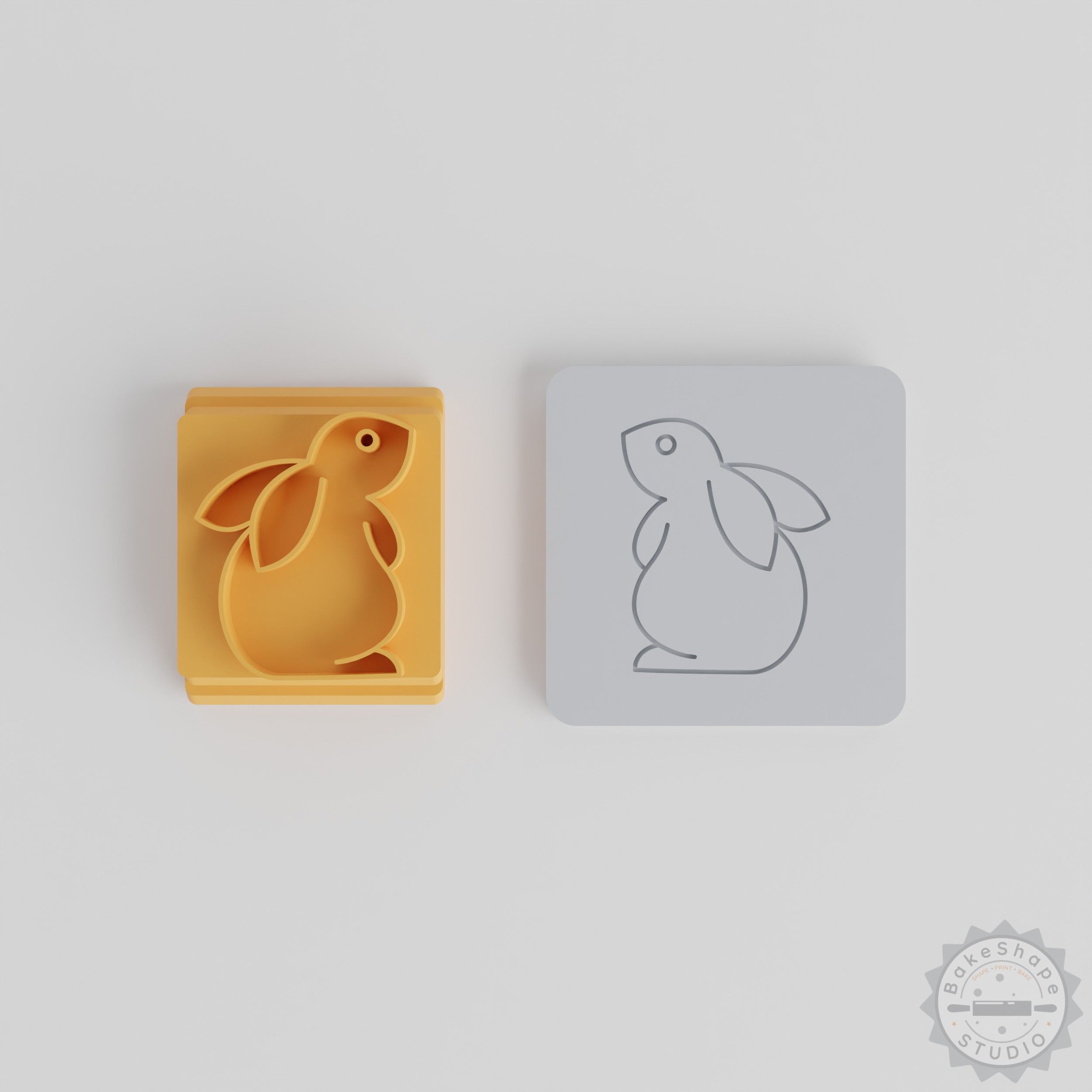 Cute rabbit stamp tile set STL for 3D printing with 5 size variations for clay, cookies, and fondant