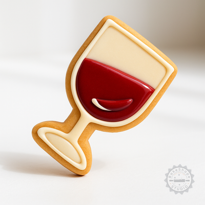 Decorated example 1 of Wine Glass Shape Cutter & Stamp Set, Perfect for Cookies & Fondant, 6-Piece Set, Includes S/M/L Sizes