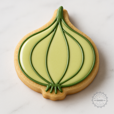 Decorated example 1 of Onion Cookie Cutter and Stamp Set, 6-Piece, Perfect for Cookies and Fondant, Sizes S/M/L, Kitchen Staple