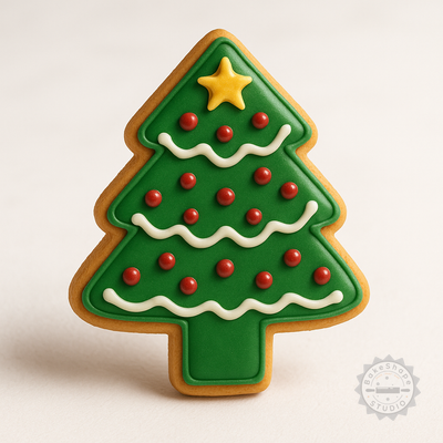 Decorated example 1 of Christmas Tree Cookie Cutter & Stamp Set, Holiday Baking Tools, 6 Pieces, S/M/L Sizes