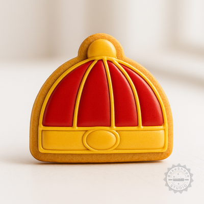 Decorated example 1 of Chinese Hat Cutter Set, 6-Piece Cookie, Fondant Shape Stamps, S/M/L Sizes, Traditional Festival Cap Design