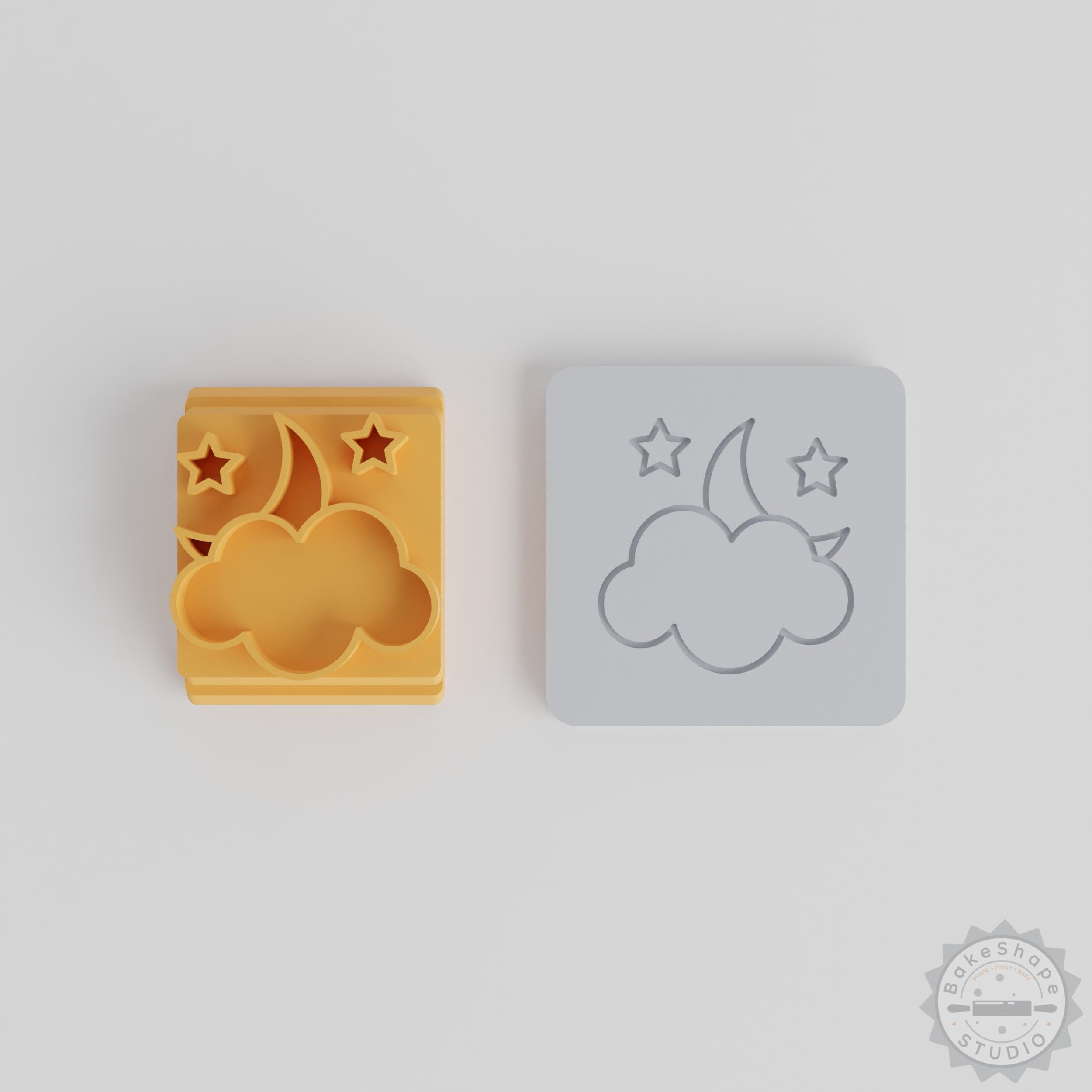 Night Stamp Tile Set, 5 Sizes, Moon Motif for Clay, Cookies, Fondant